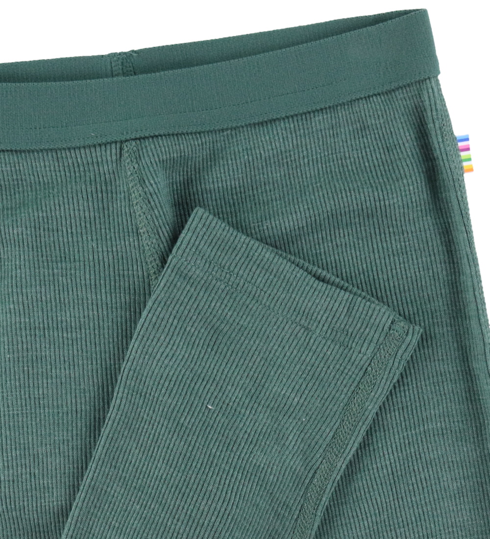 Joha Leggings - Rib - Uld/Silke - Mørk Grøn