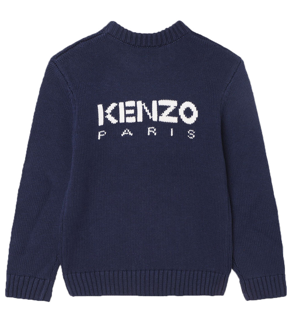 Kenzo Bluse - Strik - Navy/Orange m. Blomst