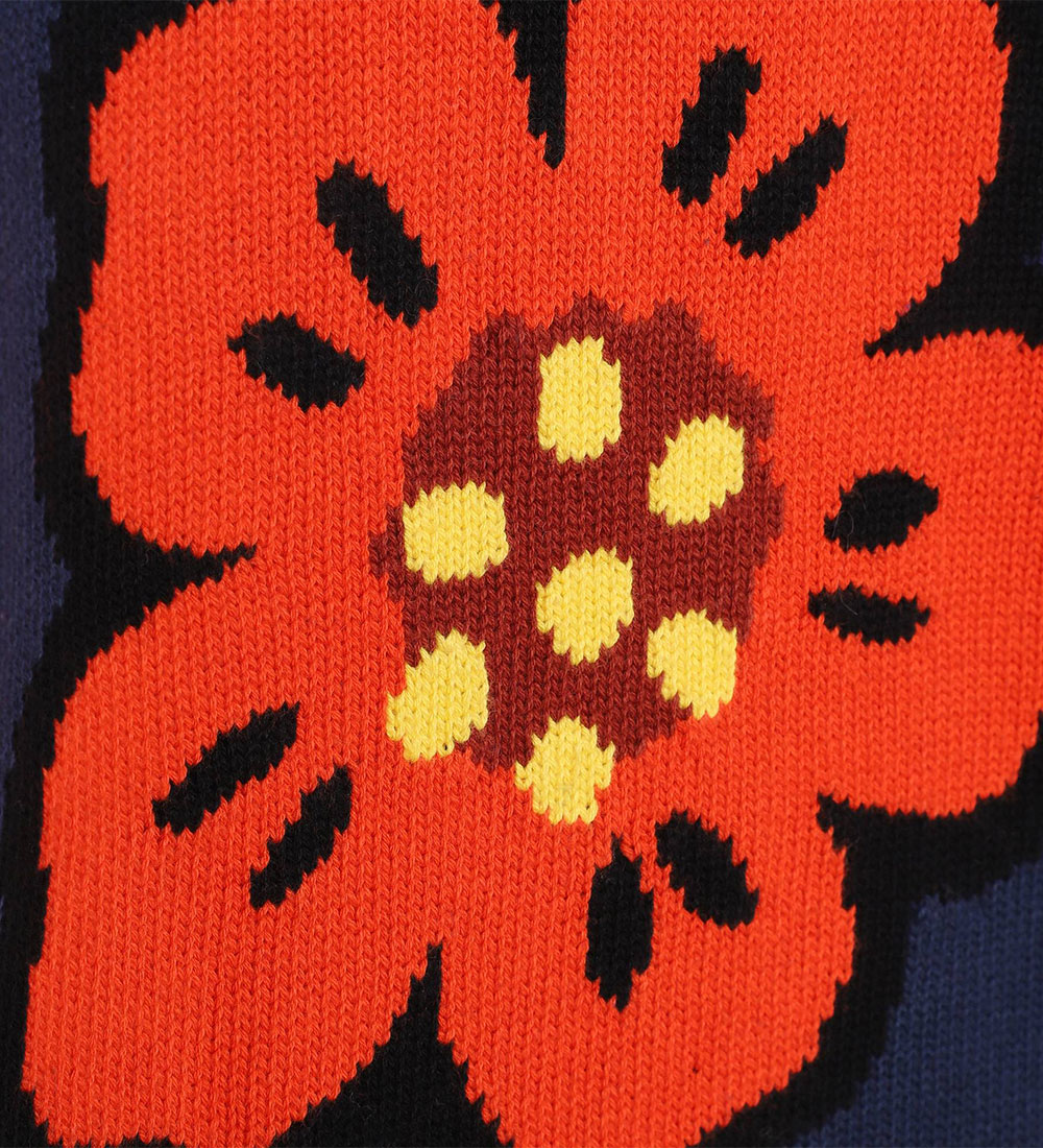 Kenzo Bluse - Strik - Navy/Orange m. Blomst