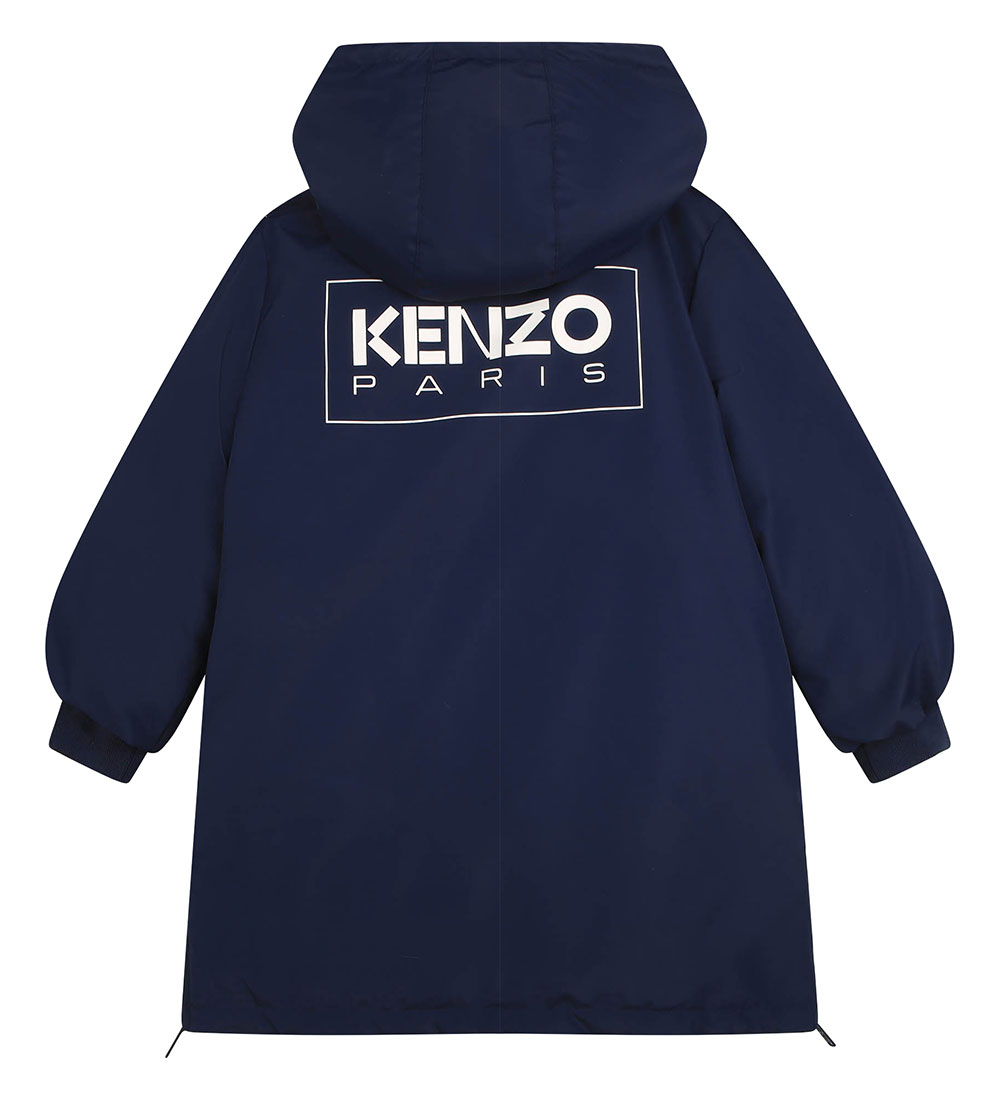 Kenzo Dunfrakke - Navy m. Hvid