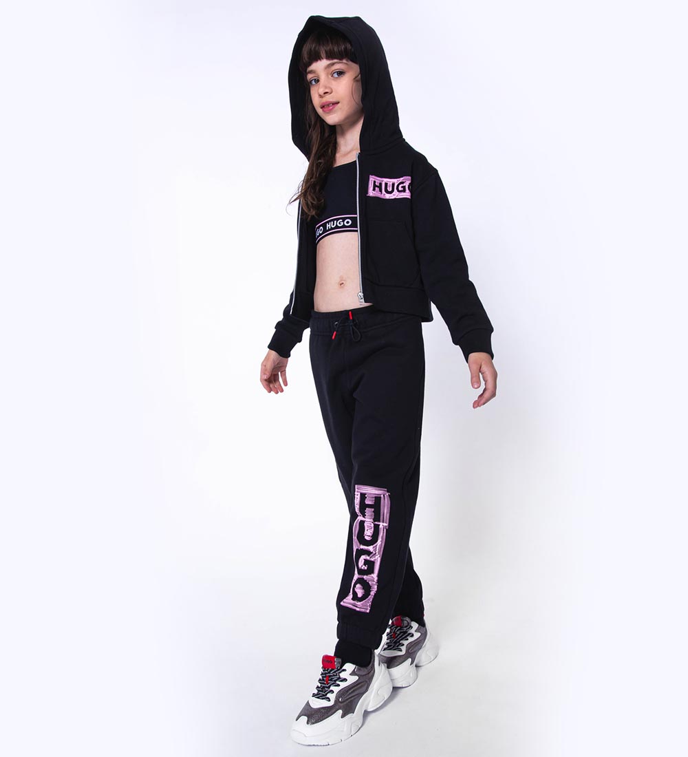 HUGO Sweatpants - Sort/Rosa m. Print