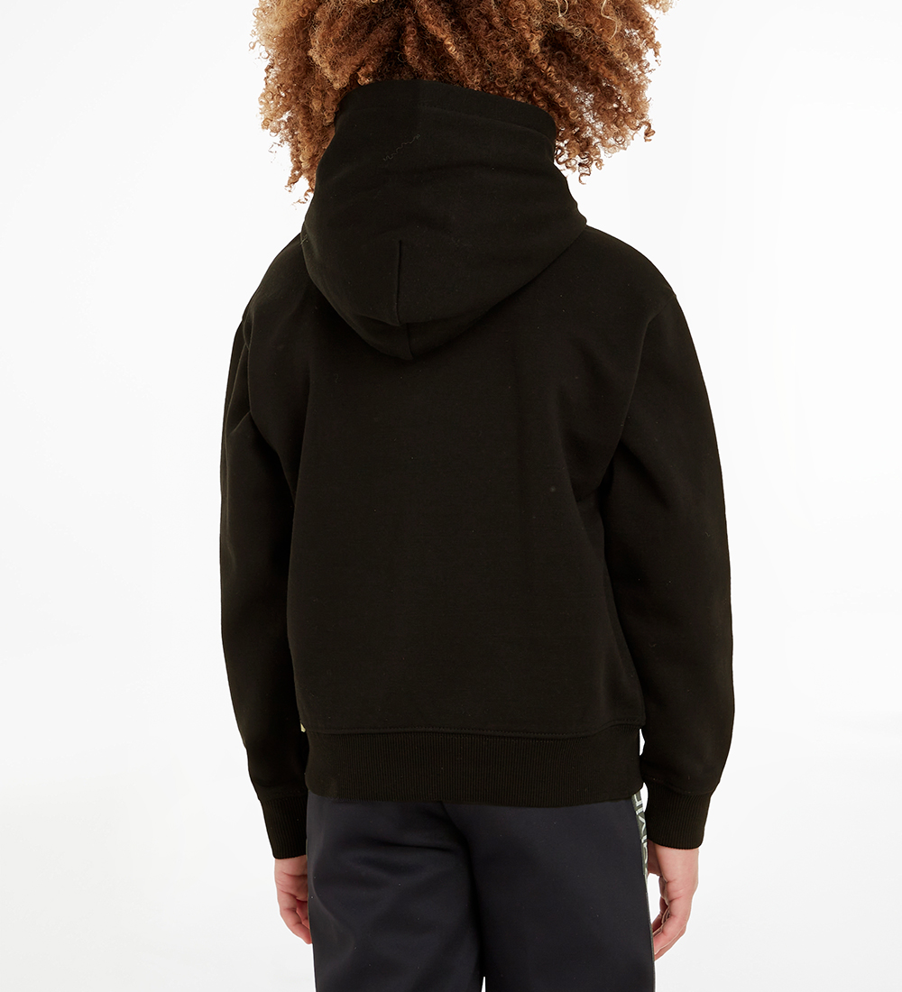 Calvin Klein Hættetrøje - Blown-up Logo - Sort/Off White