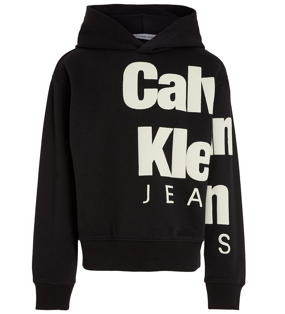 Calvin Klein Hættetrøje - Blown-up Logo - Sort/Off White