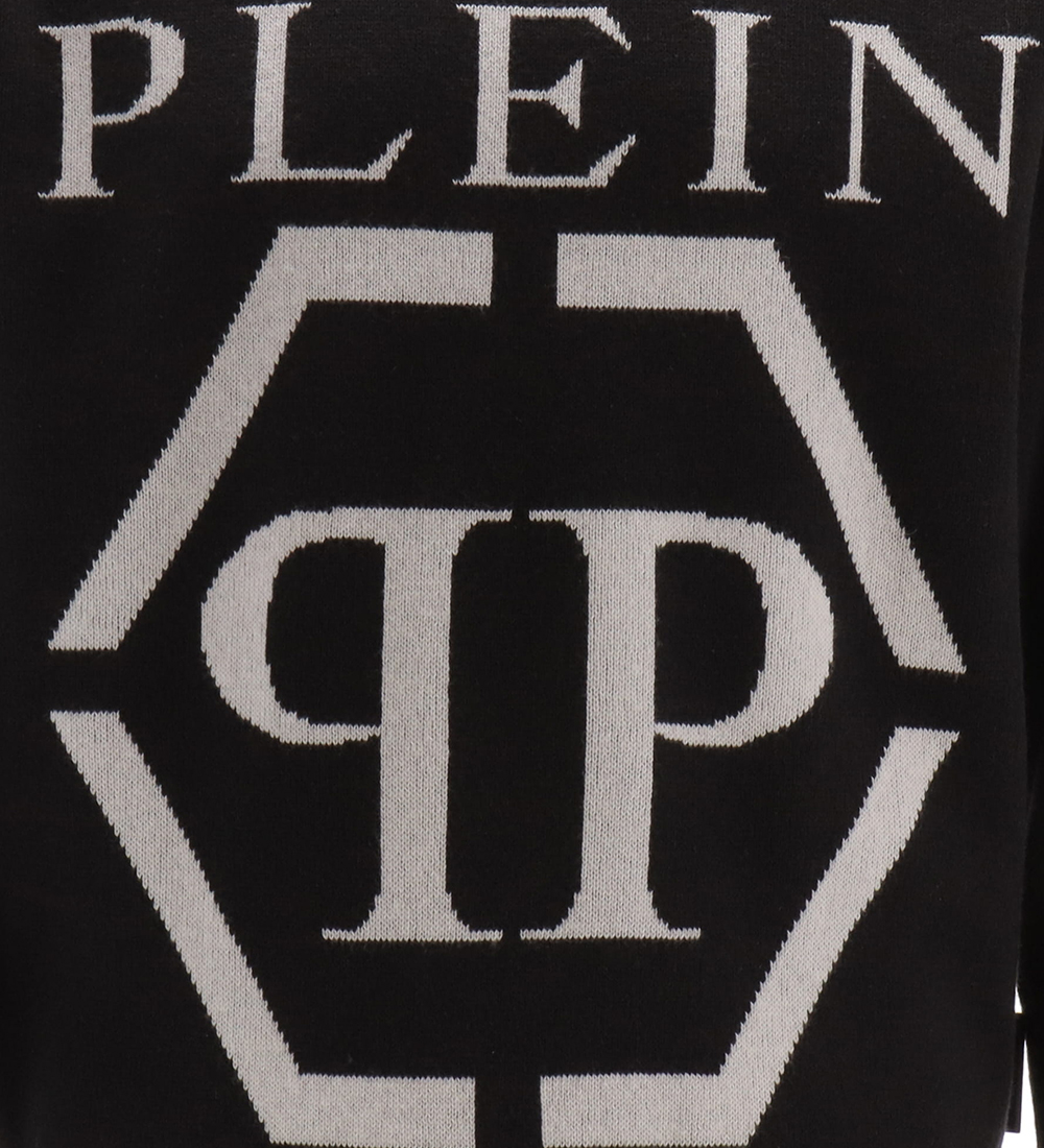 Philipp Plein Bluse - Bomuld/Uld - Sort m. Logo