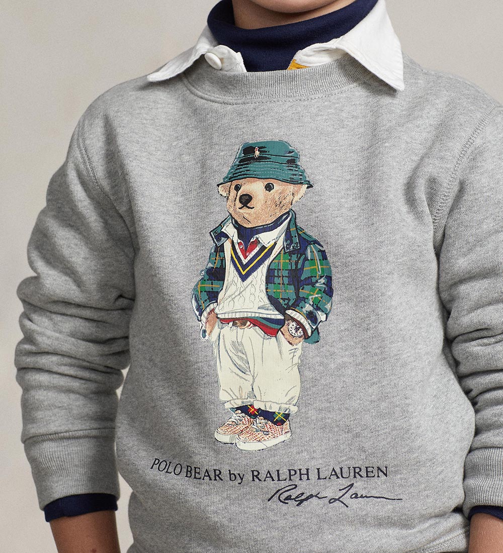 Polo Ralph Lauren Sweatshirt - Gråmeleret m. Bamse