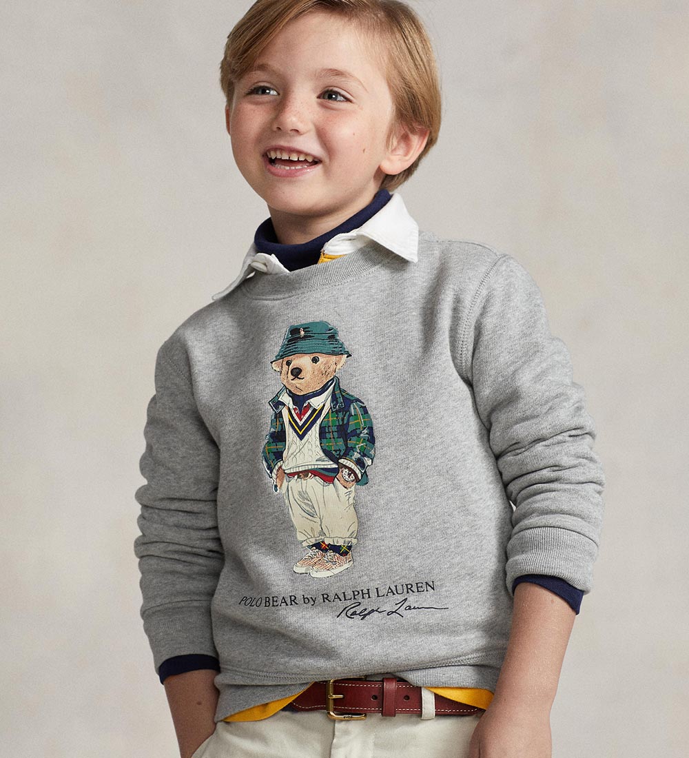 Polo Ralph Lauren Sweatshirt - Gråmeleret m. Bamse