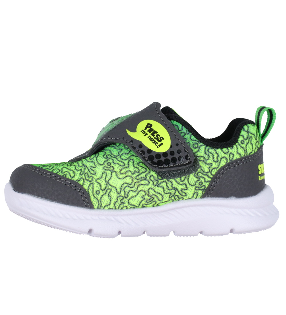 Skechers Sko m. Lys/Lyd - Comfy Flex 2.0 - Charcoal/Lime