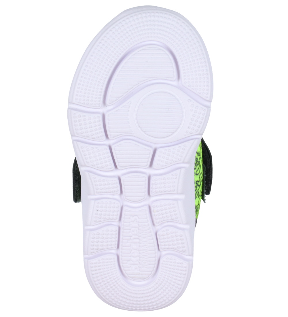 Skechers Sko m. Lys/Lyd - Comfy Flex 2.0 - Charcoal/Lime