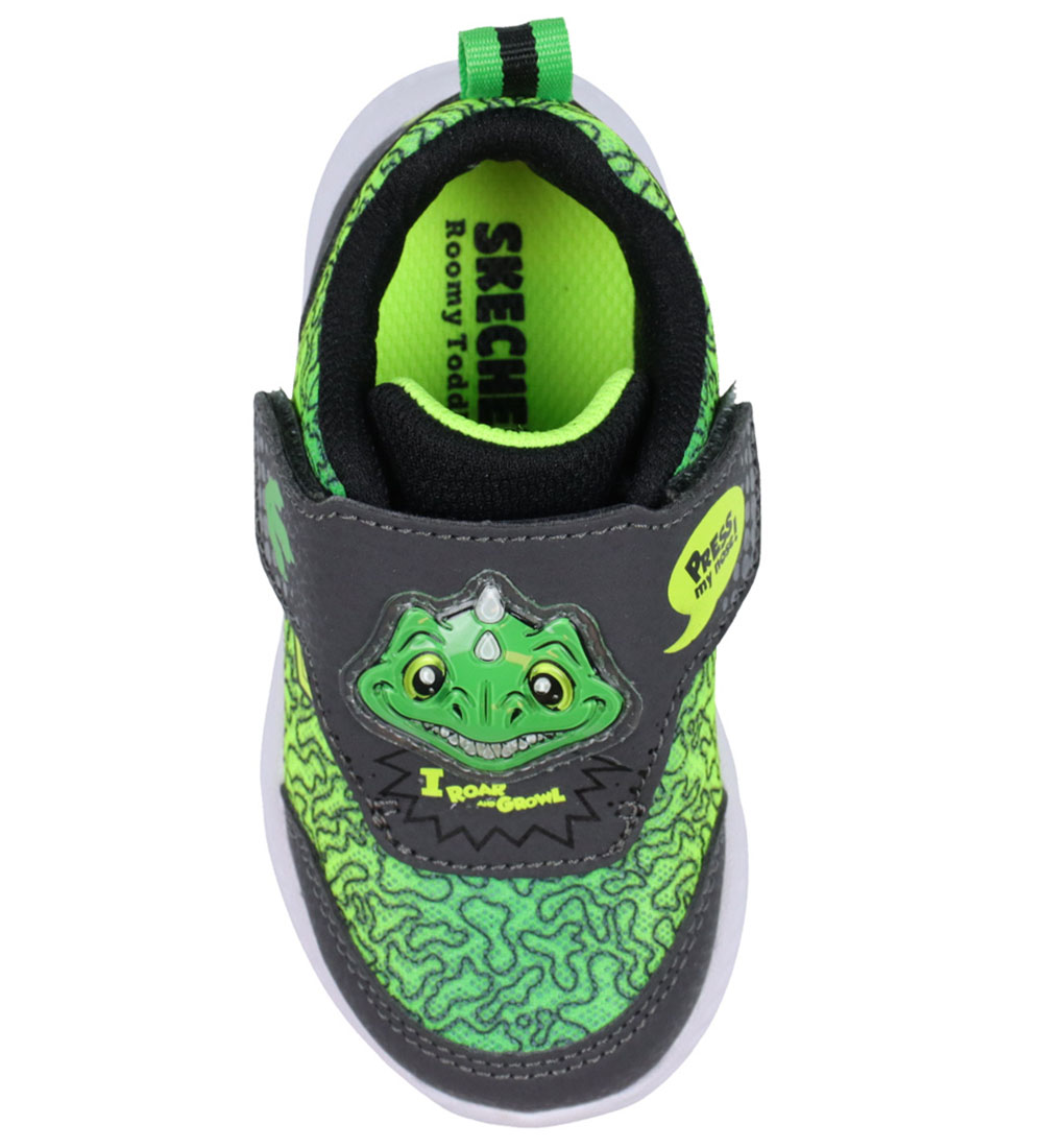 Skechers Sko m. Lys/Lyd - Comfy Flex 2.0 - Charcoal/Lime