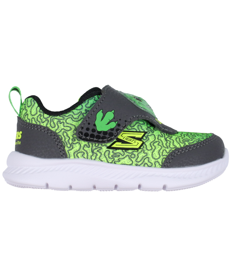 Skechers Sko m. Lys/Lyd - Comfy Flex 2.0 - Charcoal/Lime