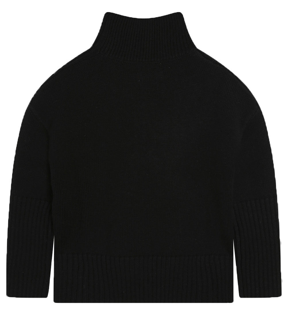 Zadig & Voltaire Bluse - Uld - Sort/Blå m. Tekst/Knapper