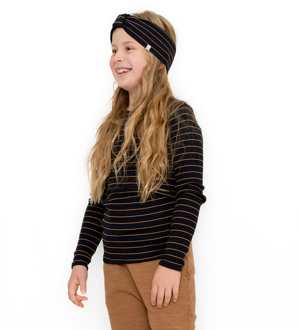 Minimalisma Bluse m. Rullekrave - Rib - Silke/Bomuld - Bui - Bro