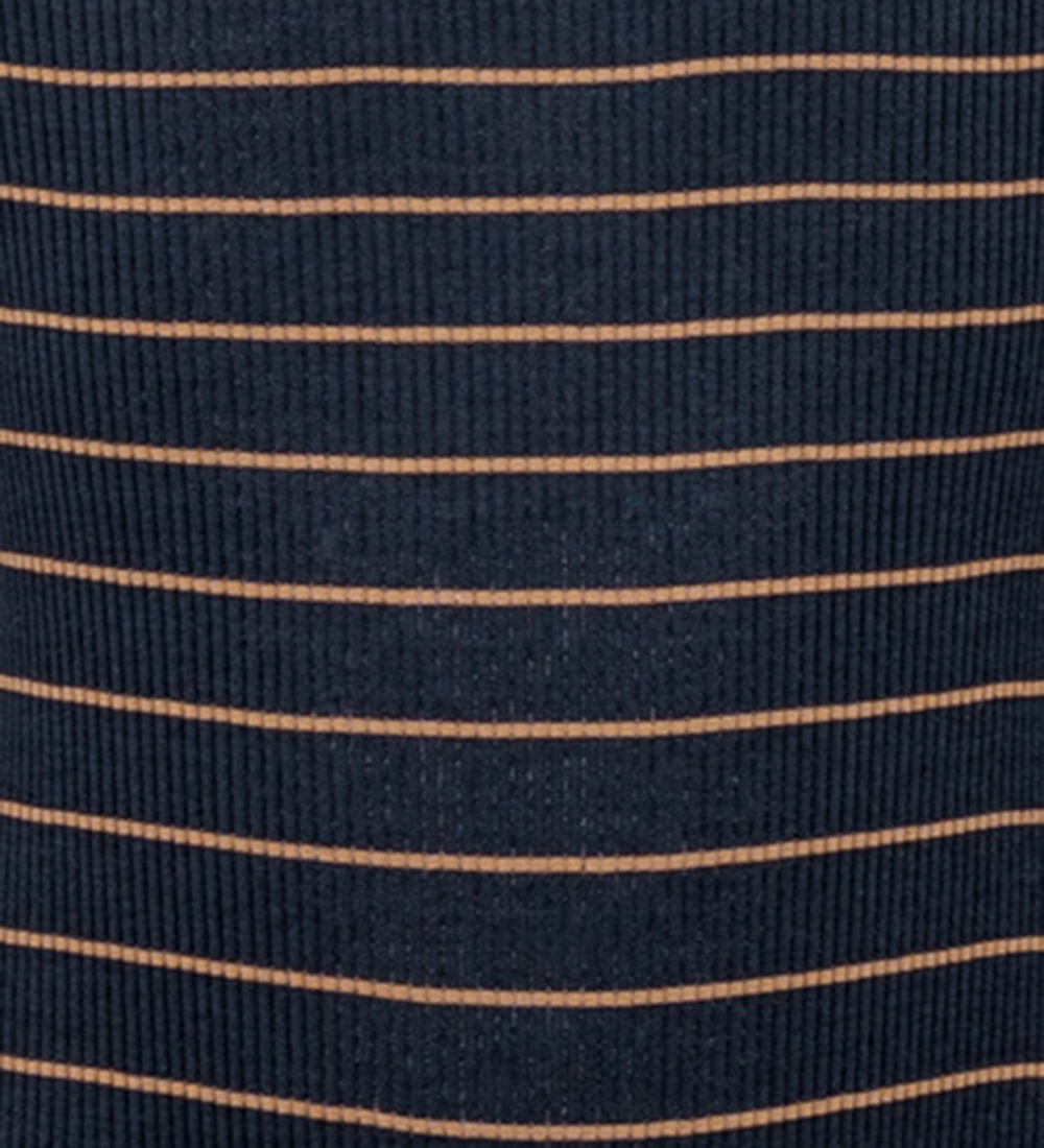 Minimalisma Bluse m. Rullekrave - Rib - Silke/Bomuld - Bui - Bro