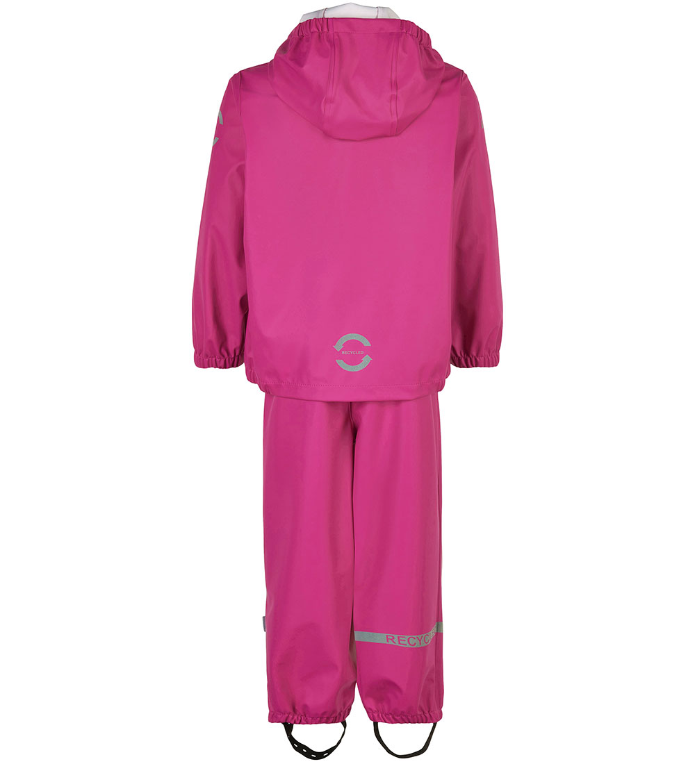 Mikk-Line Regntøj m. Seler - PU - Recycled - Fuchsia Red