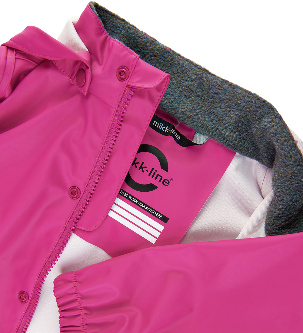 Mikk-Line Regntøj m. Seler - PU - Recycled - Fuchsia Red