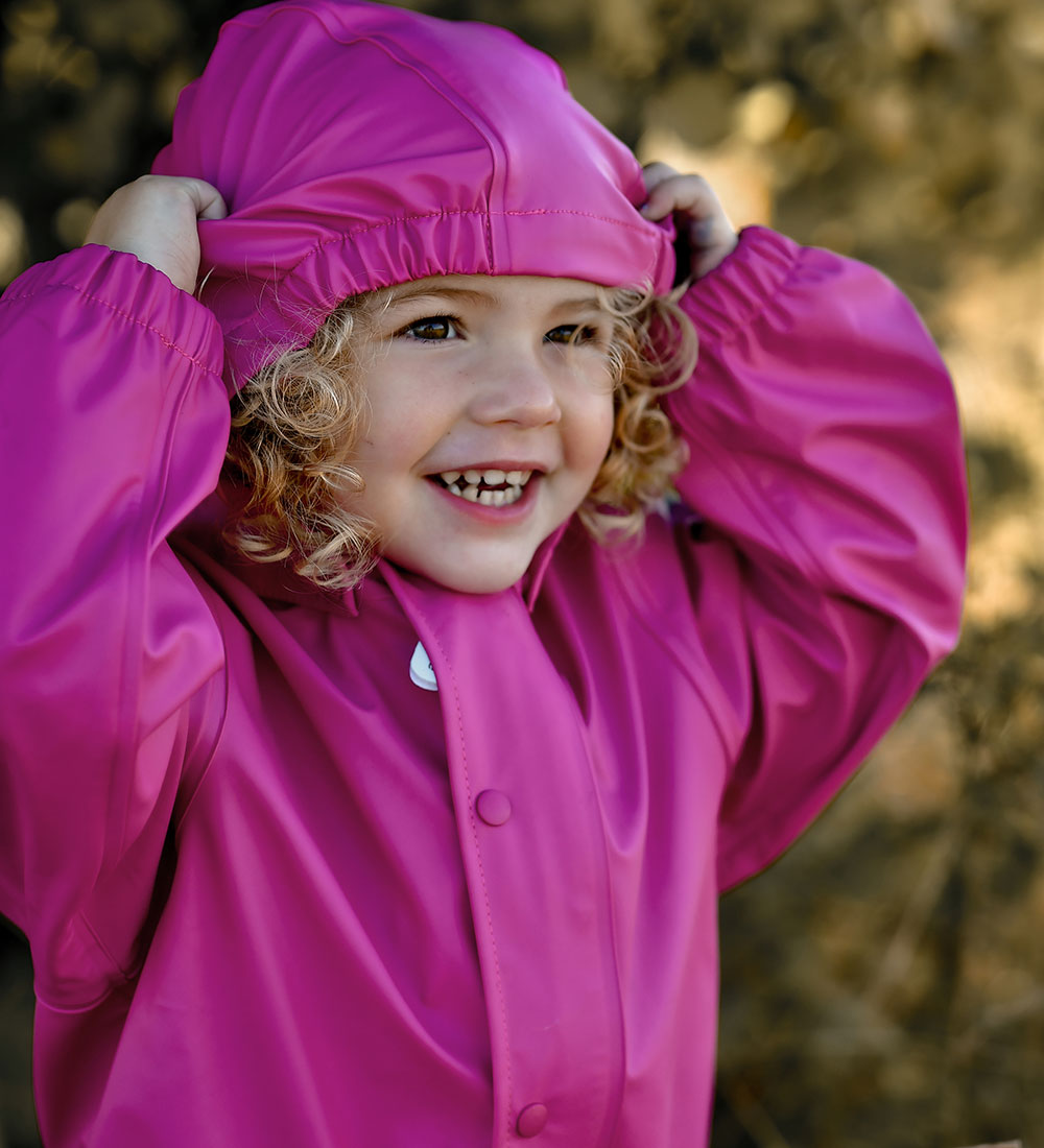 Mikk-Line Regntøj m. Seler - PU - Recycled - Fuchsia Red