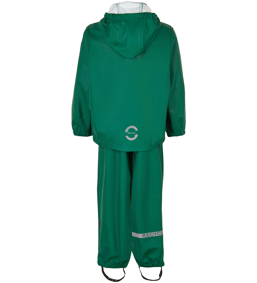 Mikk-Line Regntøj m. Seler - PU - Recycled - Evergreen