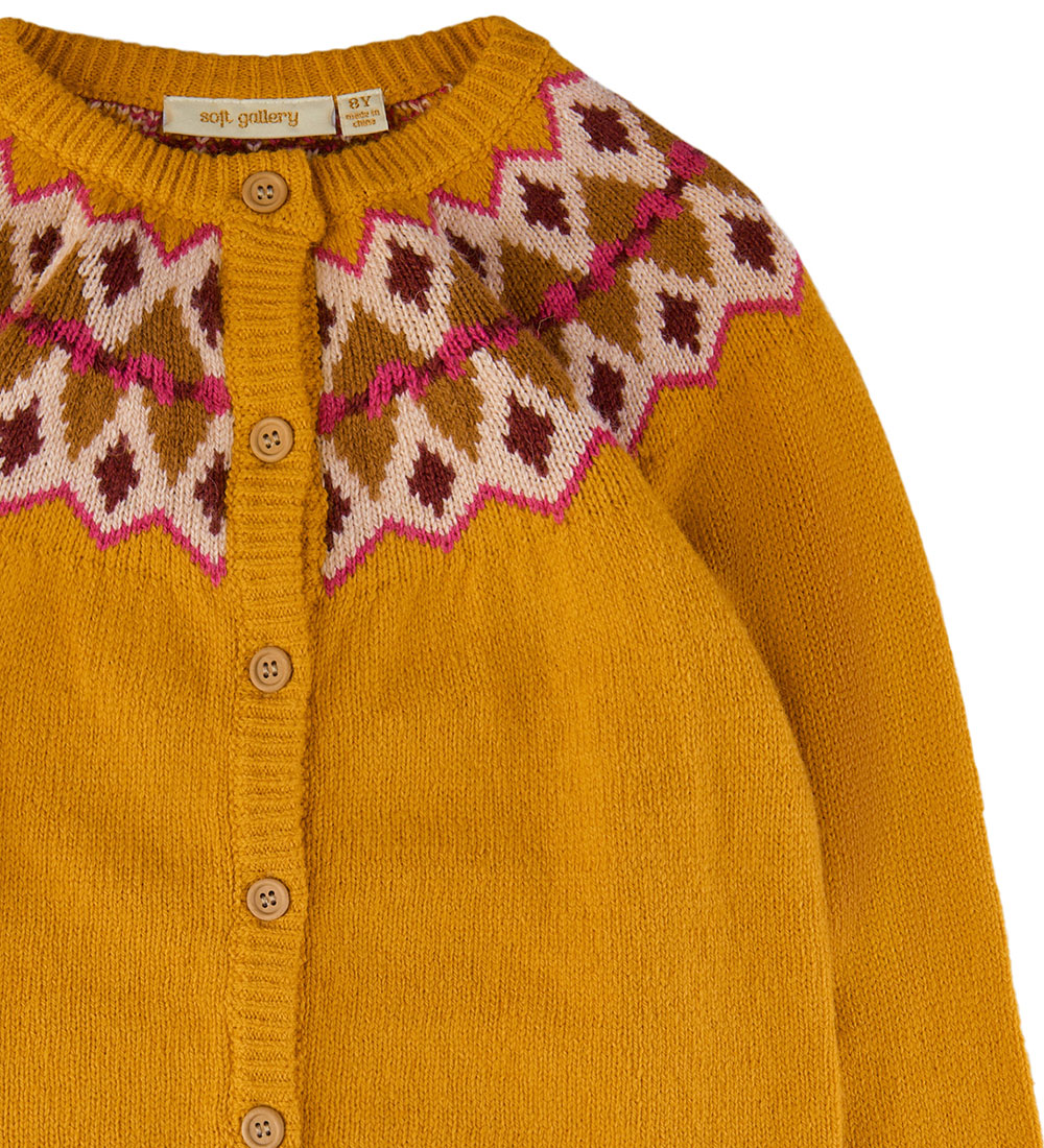 Soft Gallery Cardigan - Strik - SgMira - Old Gold