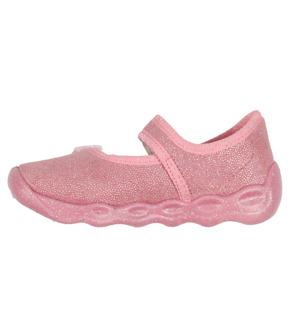 Superfit Ballerina Hjemmesko - Bubble - Rosa m. Sølv Prikker