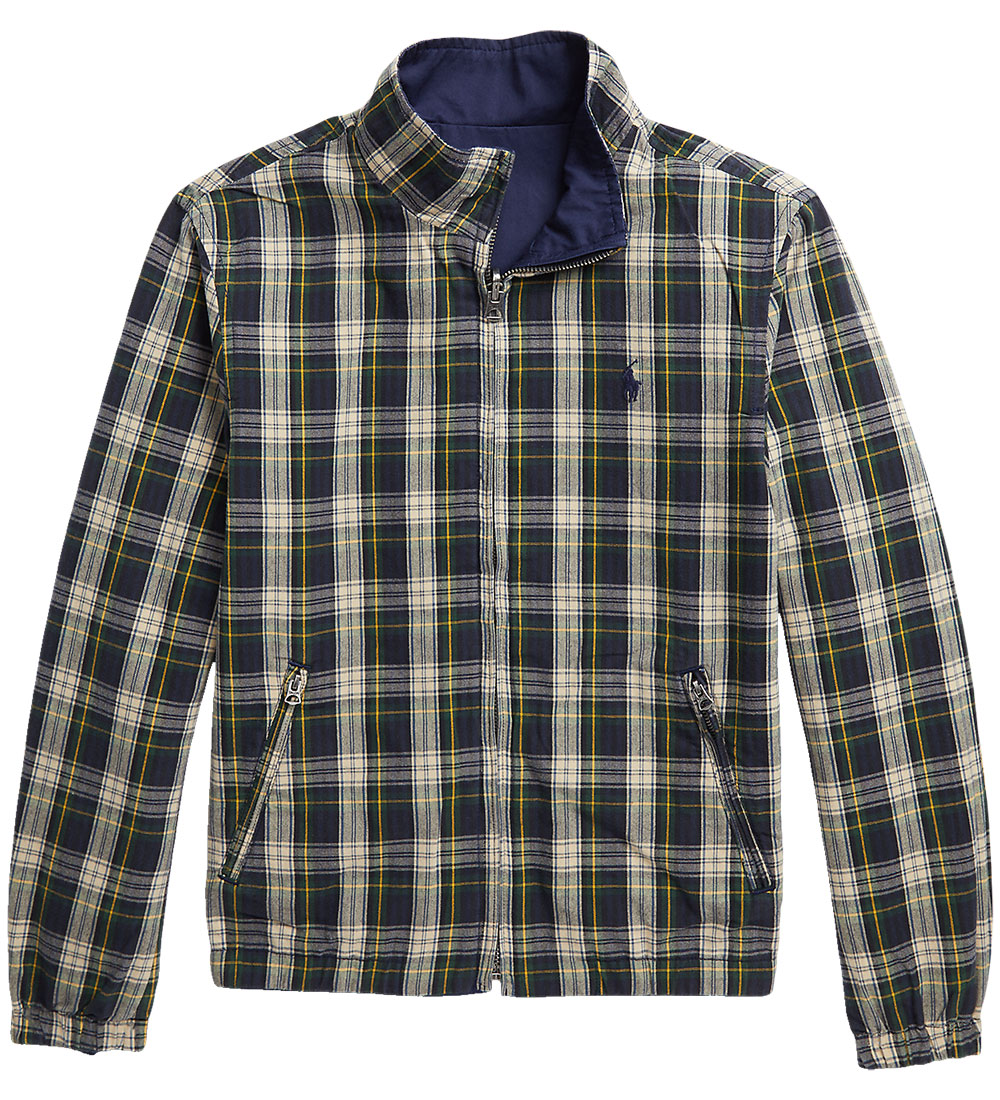 Polo Ralph Lauren Jakke - Vendbar - Blåternet/Navy m. Print
