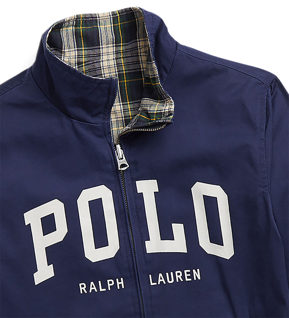 Polo Ralph Lauren Jakke - Vendbar - Blåternet/Navy m. Print