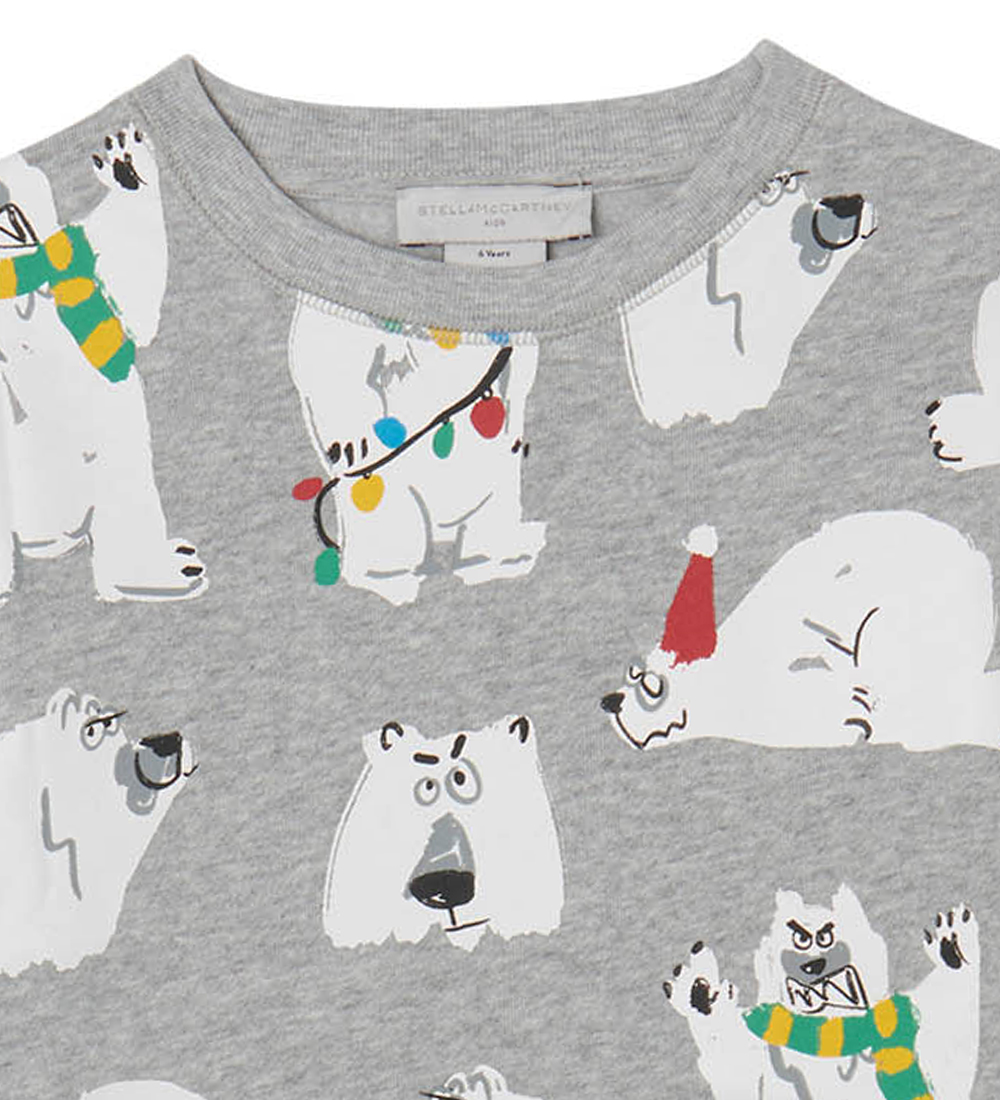 Stella McCartney Kids Sweatshirt - Gråmeleret m. Hvid Bjørn