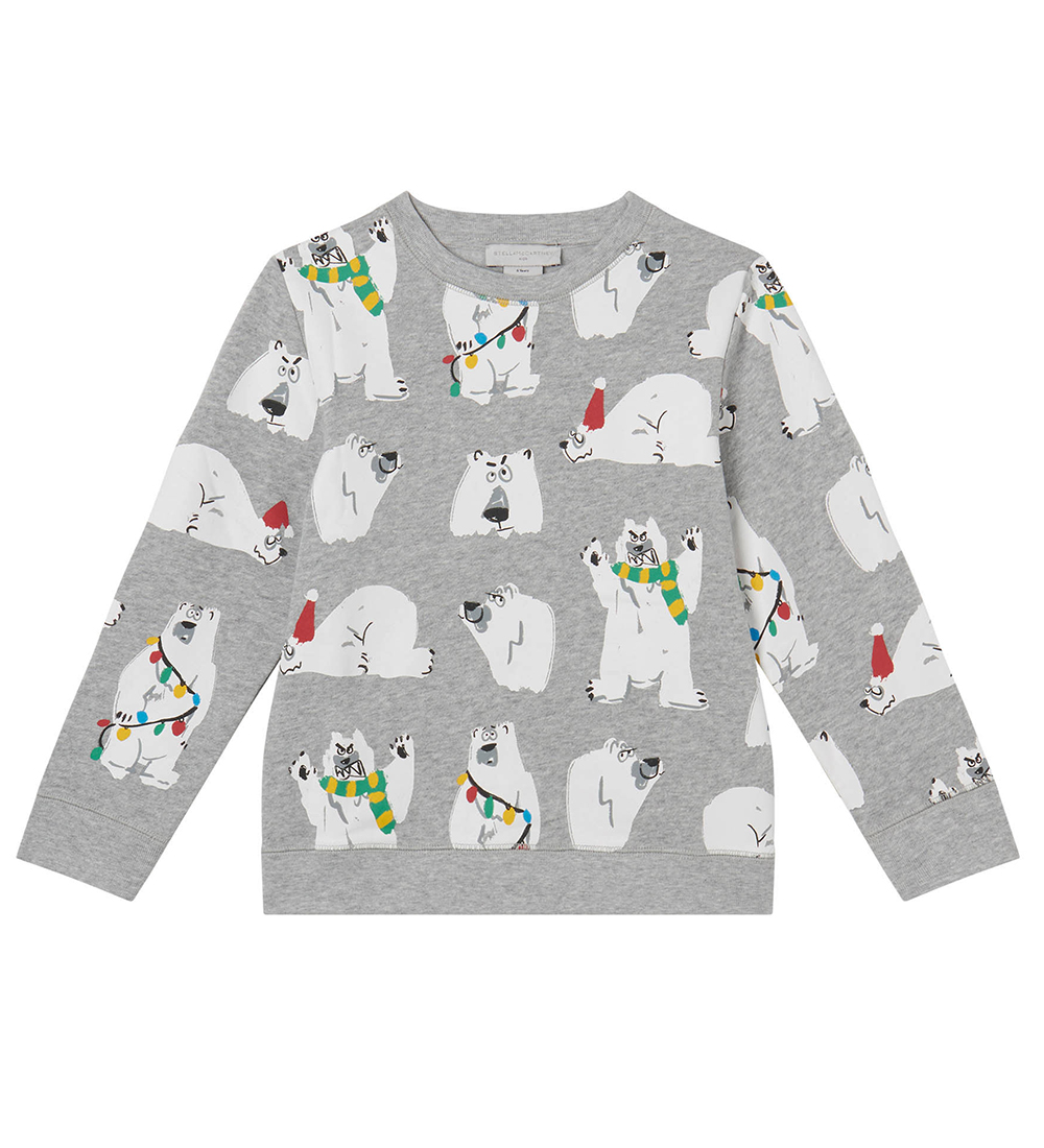 Stella McCartney Kids Sweatshirt - Gråmeleret m. Hvid Bjørn