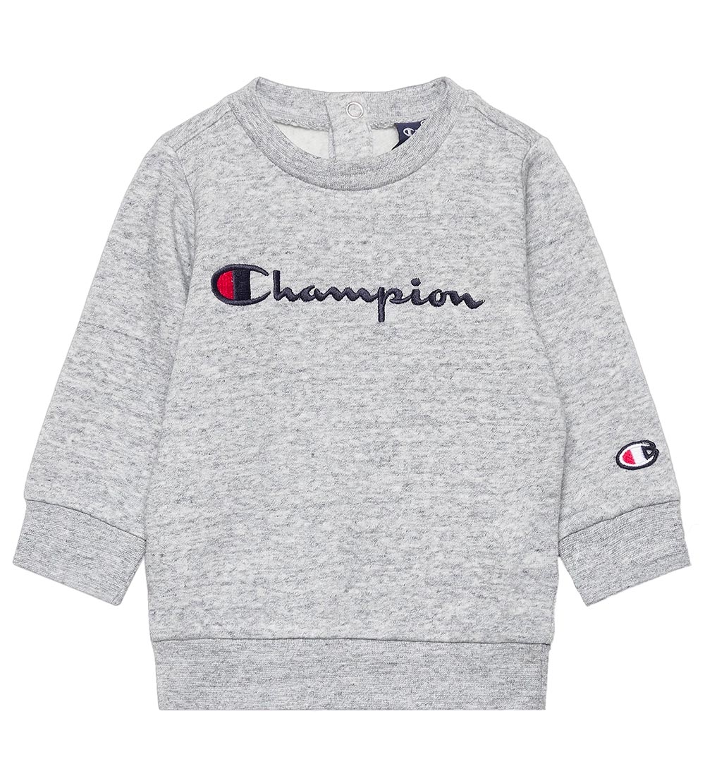 Champion Sweatsæt - Sweatshirt/Sweatpants - Grå Melange/Navy
