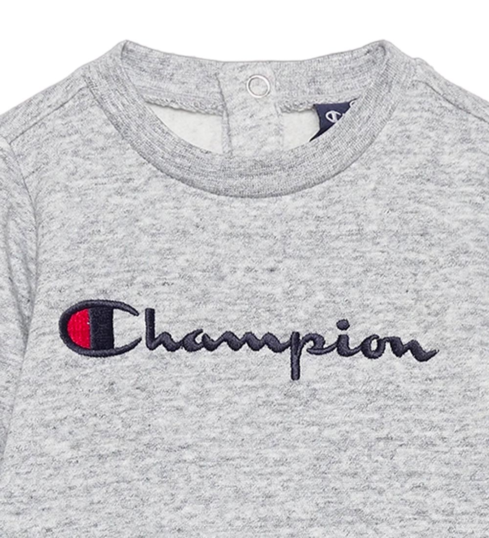 Champion Sweatsæt - Sweatshirt/Sweatpants - Grå Melange/Navy