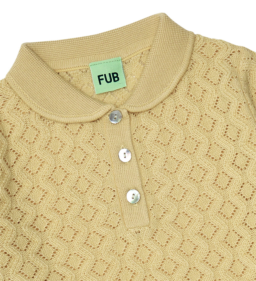 FUB Bluse - Uld - Buttermilk m. Hulmønster
