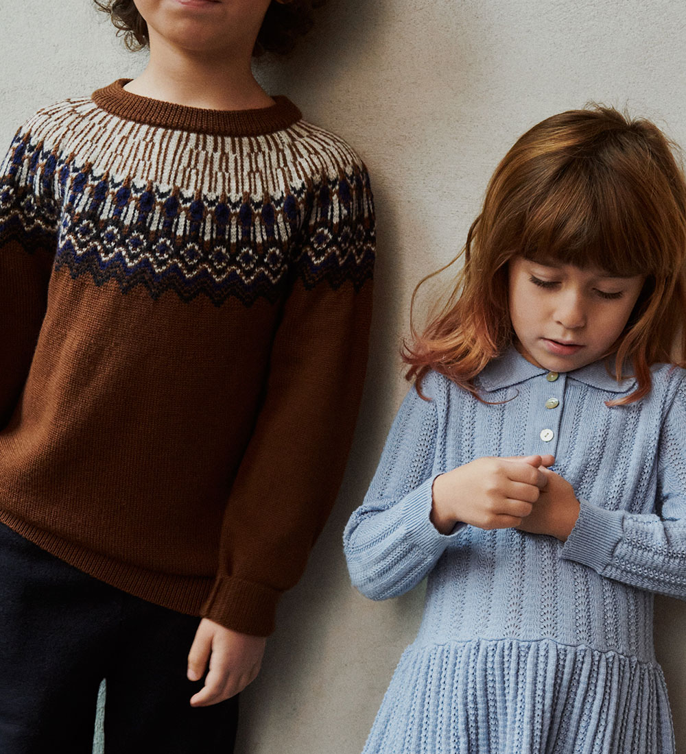 FUB Bluse - Uld - Amber m. Mønster