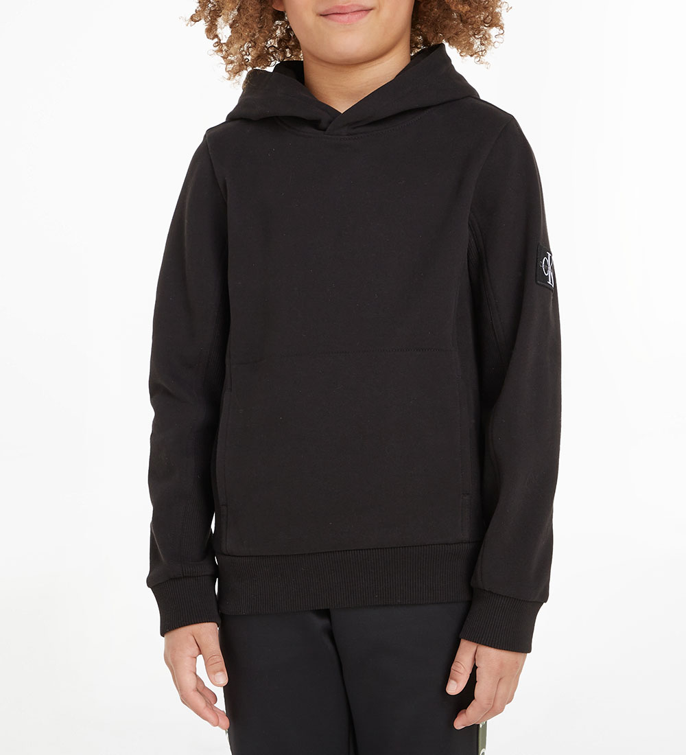 Calvin Klein Hættetrøje - Badge Rib - Sort