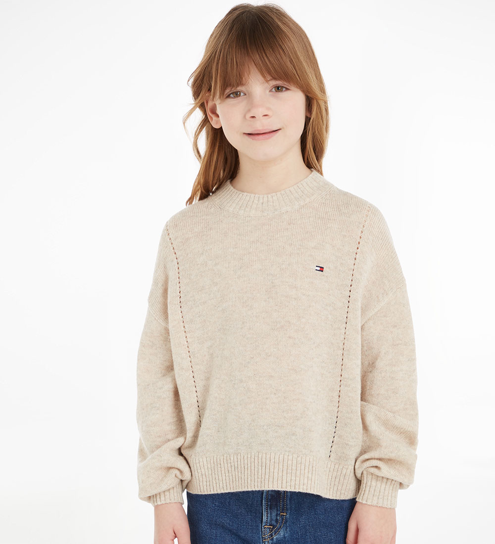Tommy Hilfiger Bluse - Uld - Strik - Essential - Merino Mela