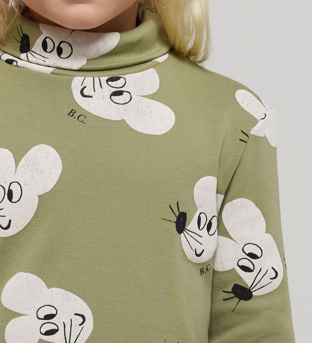 Bobo Choses Bluse - Mouse - Støvet Grøn/Hvid