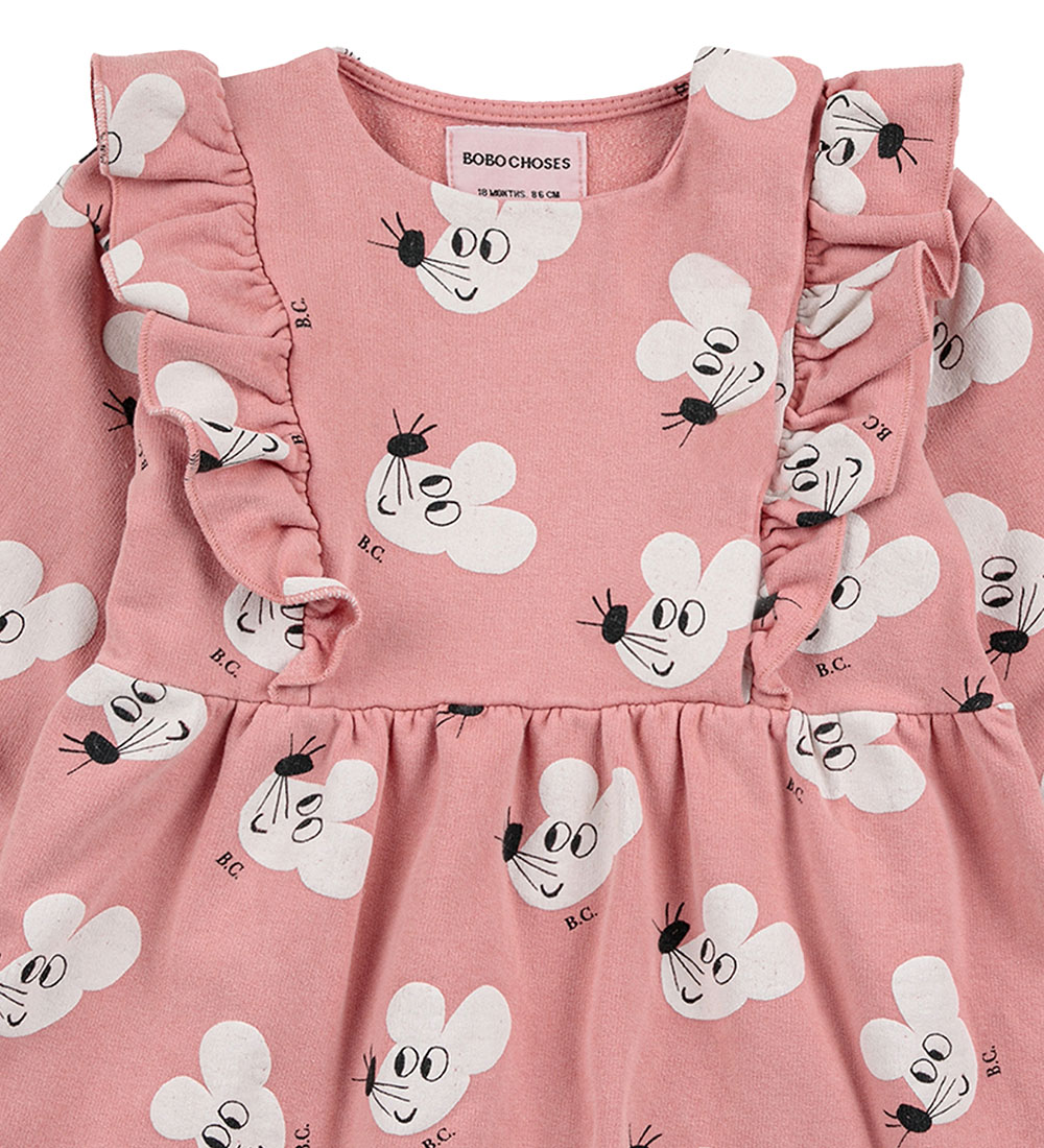 Bobo Choses Sweatkjole - Mouse - Rosa/Hvid