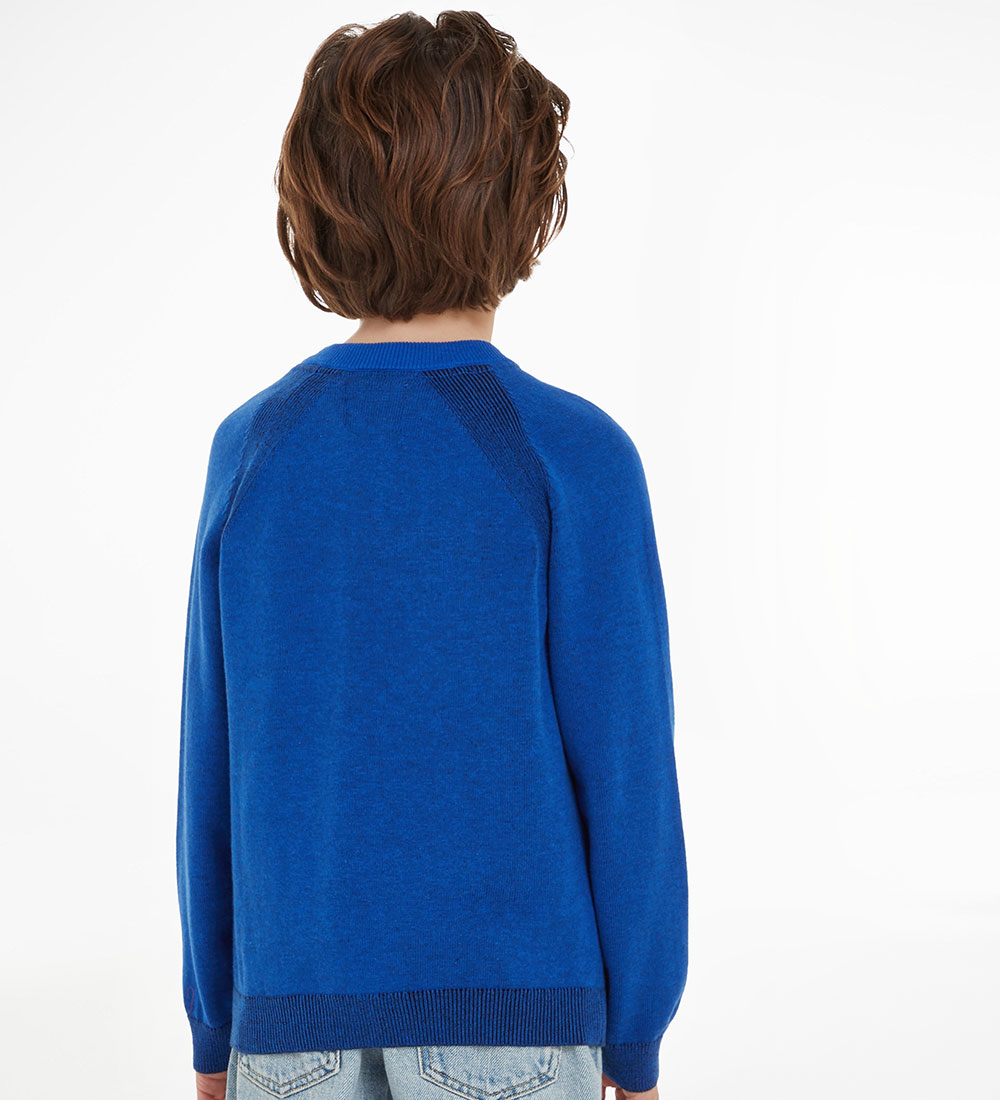 Calvin Klein Bluse - Strik - Two Toned Badge - Kettle Blue