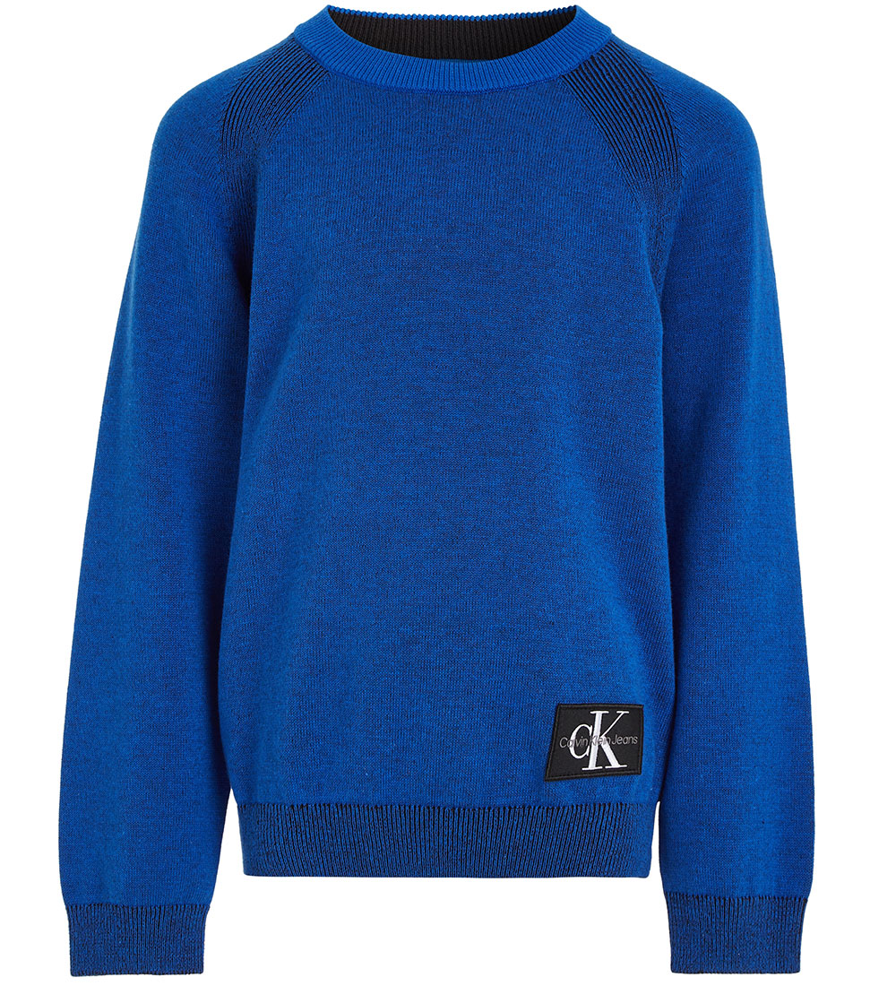 Calvin Klein Bluse - Strik - Two Toned Badge - Kettle Blue