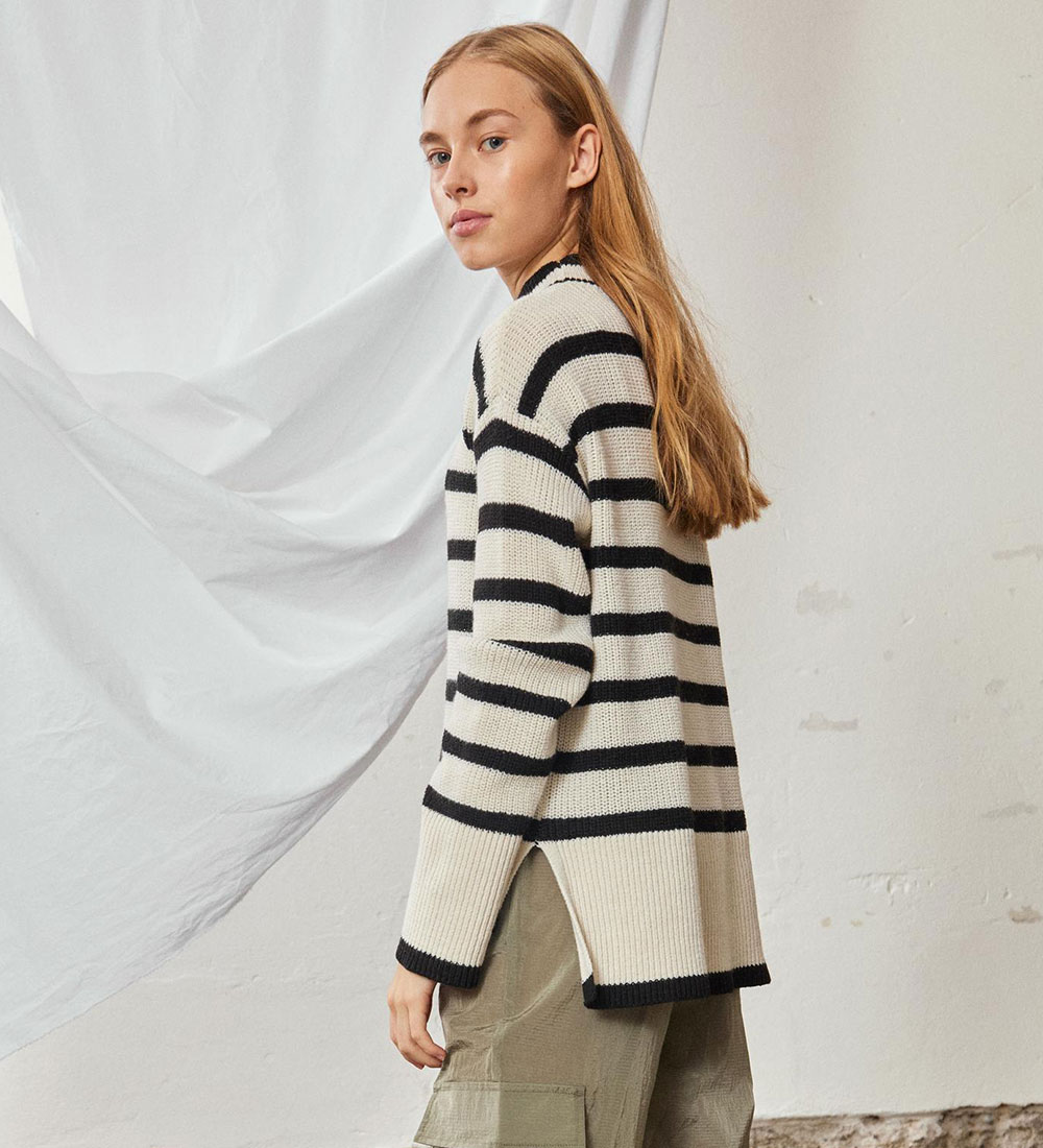 LMTD Bluse - Strik - NlfNicte - Black/White Alyssum