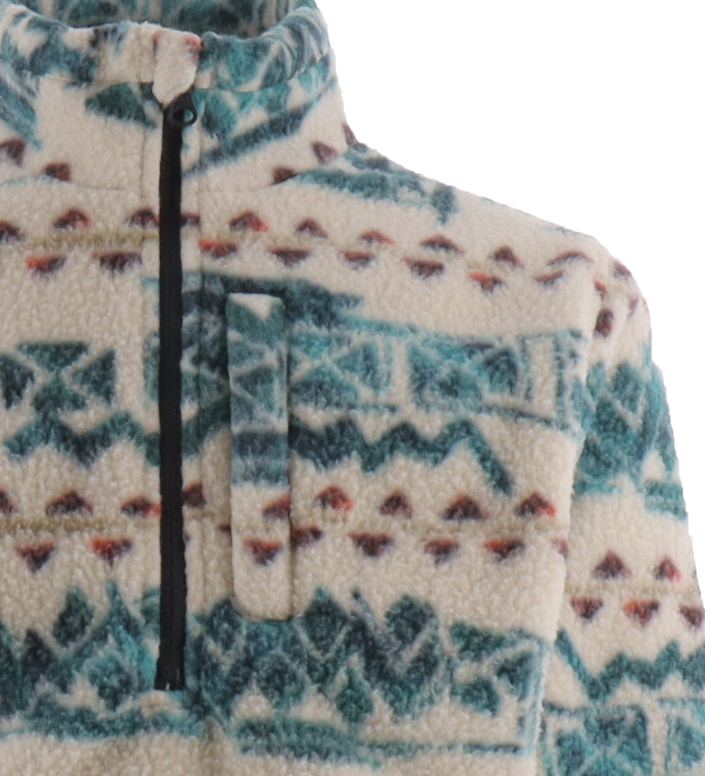 Billabong Fleecetrøje - Boundary Mock Neck - Hvid/Grøn/Rød