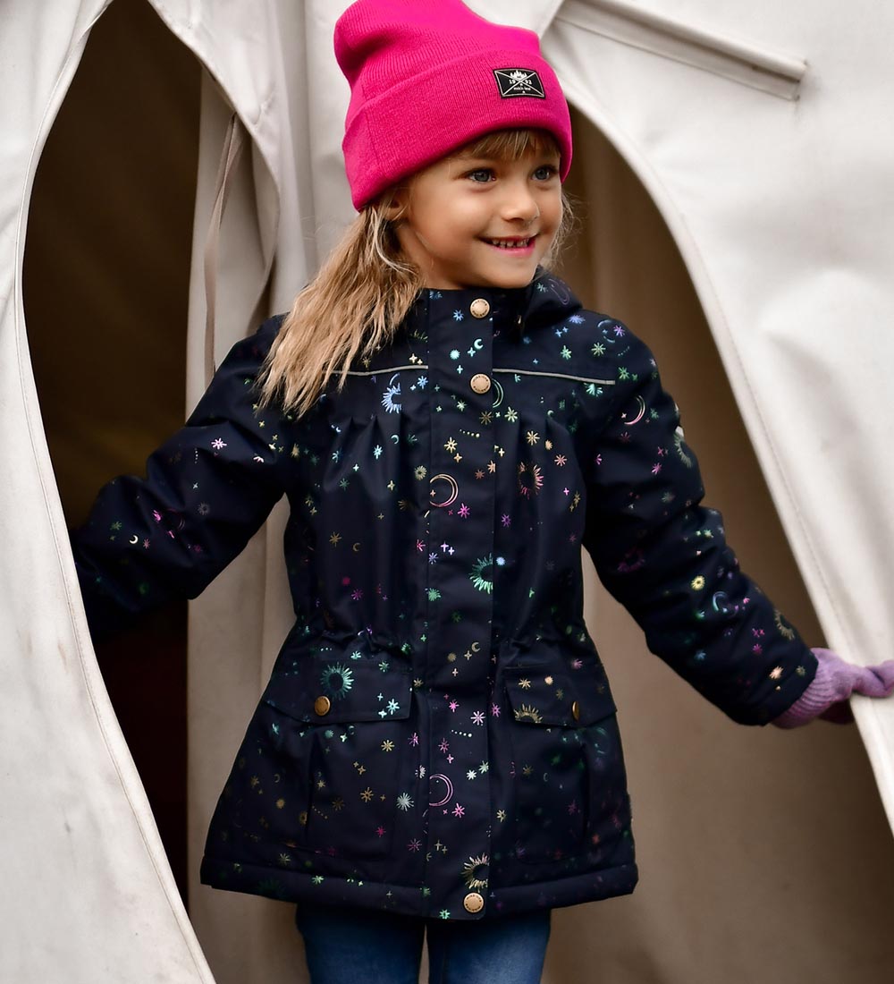Mikk-Line Vinterjakke - Recycled - Dark Navy m. Print