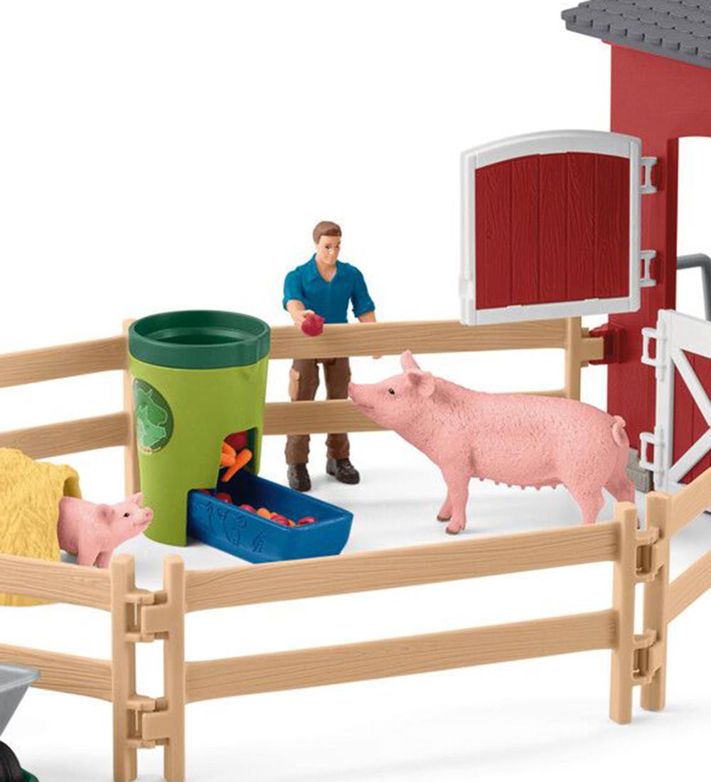 Schleich Farm World - 50x16x30 cm - Stor Stald 42606 - Rød