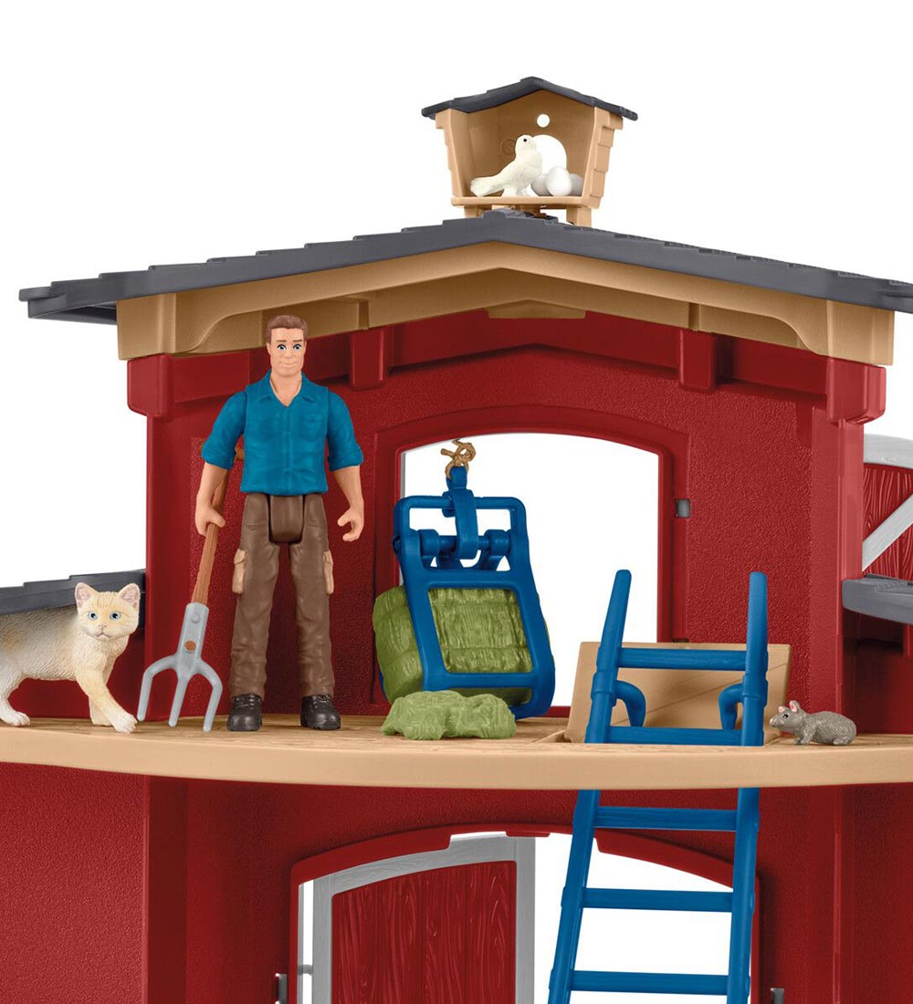 Schleich Farm World - 50x16x30 cm - Stor Stald 42606 - Rød