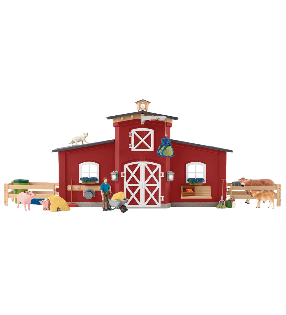 Schleich Farm World - 50x16x30 cm - Stor Stald 42606 - Rød