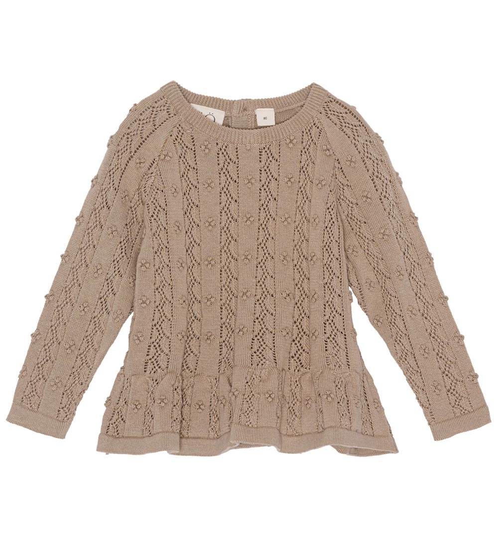 Flöss Bluse - Strik - Ellie - Chestnut m. Hulmønster