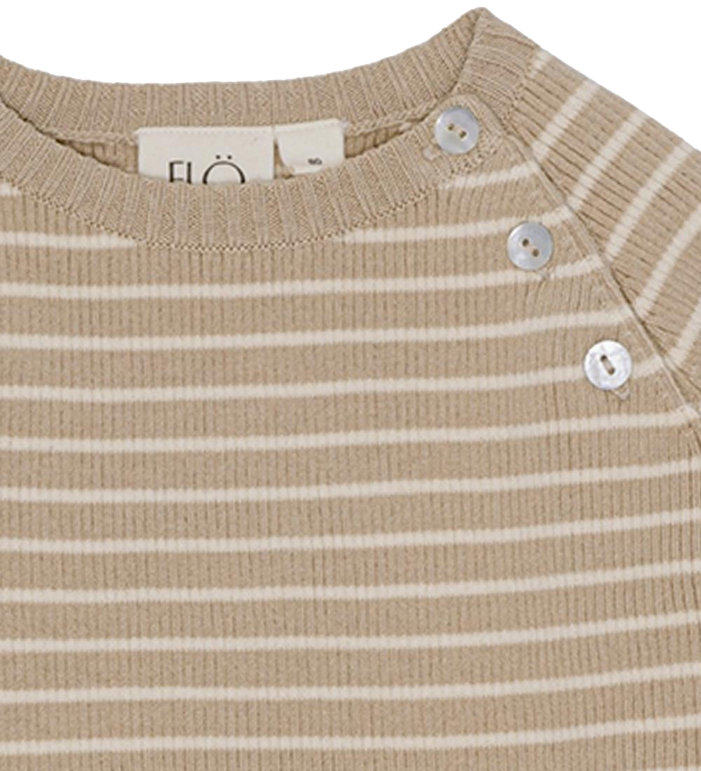 Flöss Bluse - Strik - Rib - Flye - Sand