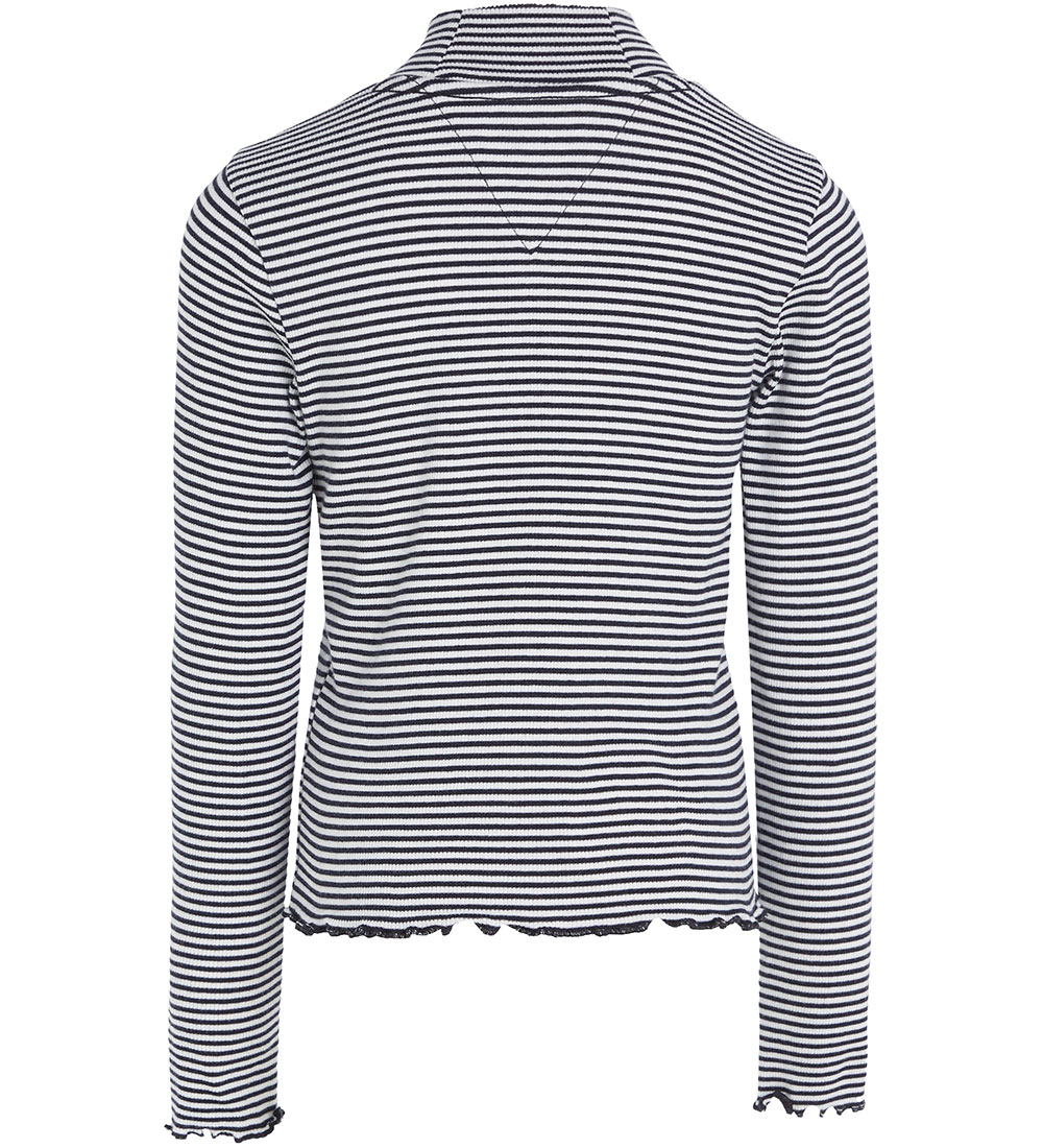 Tommy Hilfiger Bluse - Mock Neck - White/Desert Sky Stripe