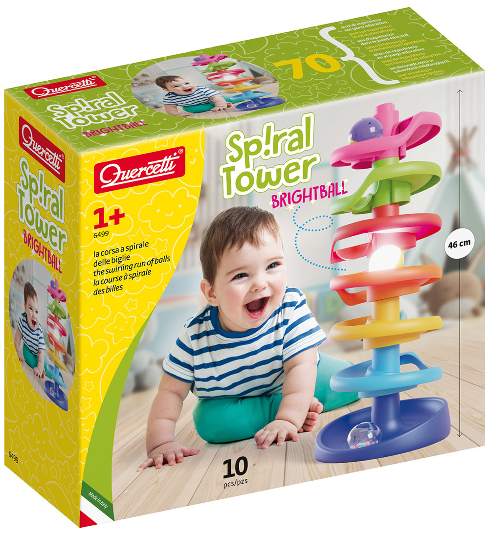 Quercetti Kuglebane - Spiral Tower - Brightball - 10 Dele - 6499