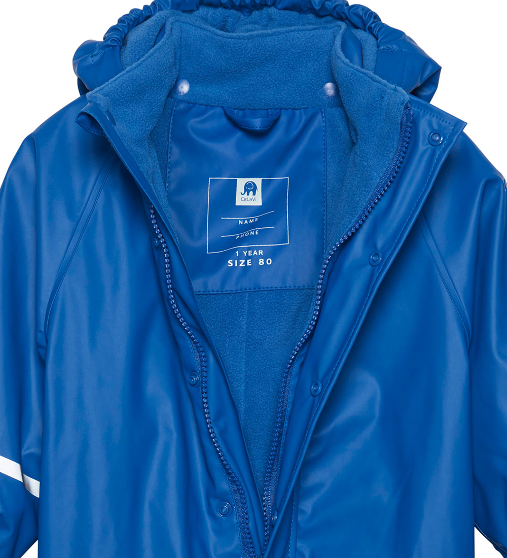 CeLaVi Regndragt m. Fleece - PU - Déja Vu Blue