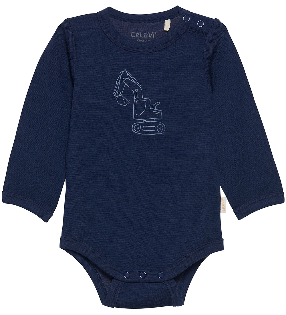 CeLaVi Body l/æ - Uld - Dark Blue m. Print