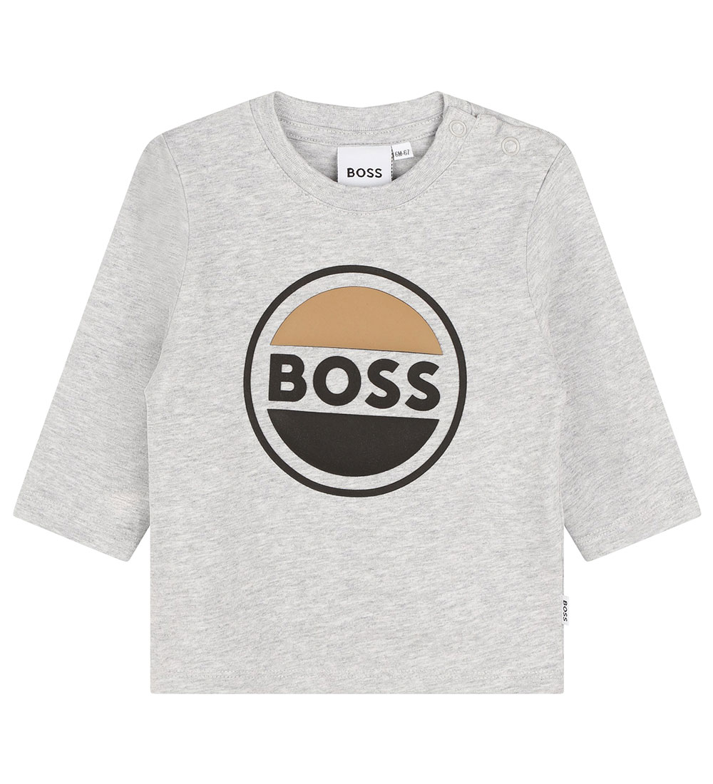 BOSS Bluse - Gråmeleret m. Sort/Brun